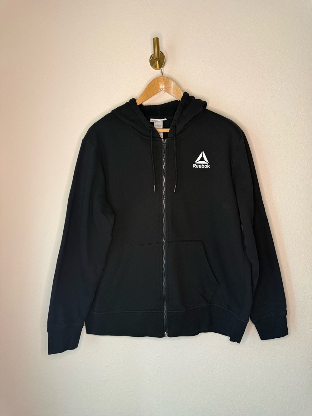 Reebok Black Full Zip Fleece Hoodie Sweatshirt  size XXL